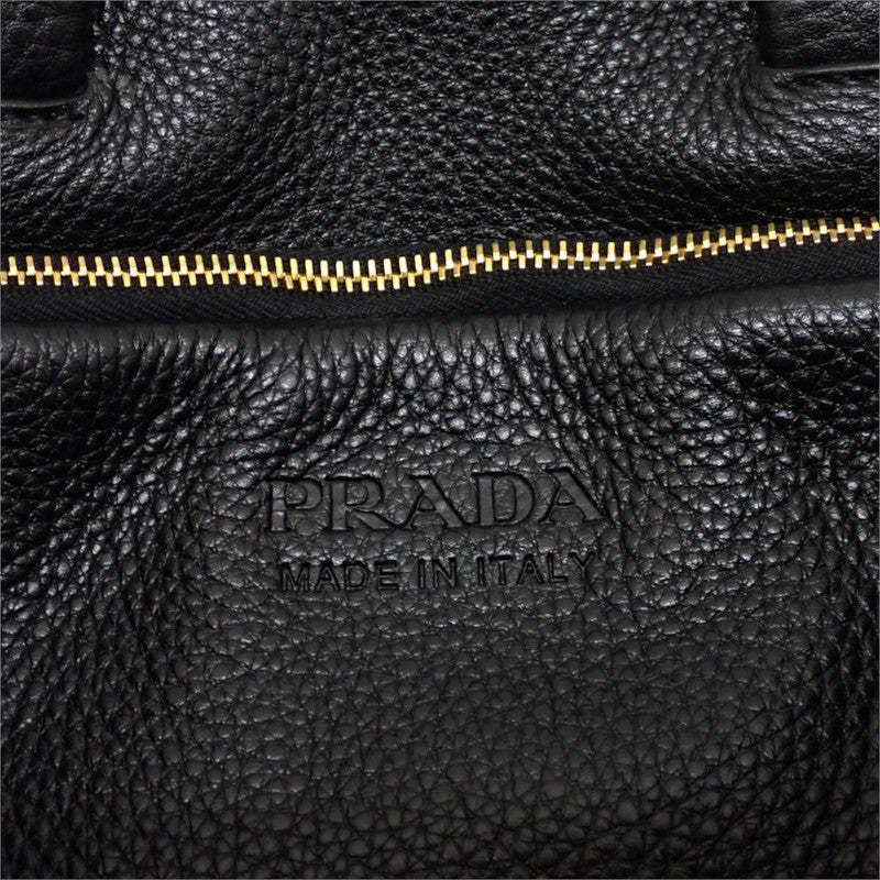 プラダ PRADA スモールレザートート 1BG390 ハンドバッグ レザー ヴィッテロダイノ ブラック ゴールド金具 レディース【中古】【ABランク】