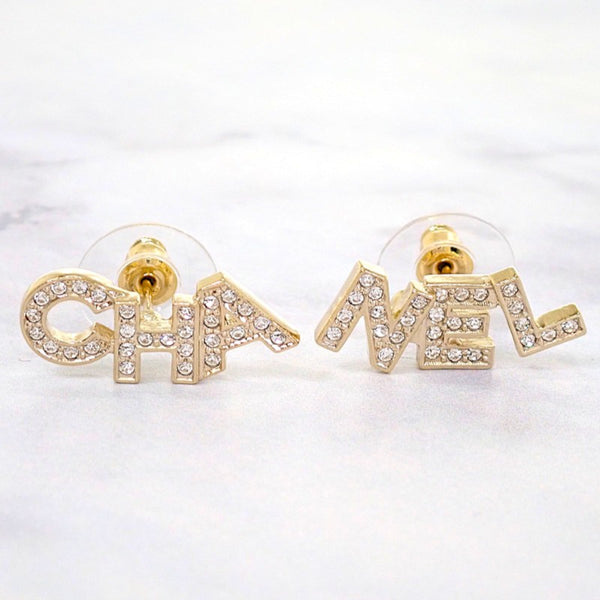 シャネル CHANEL アルファベット ロゴ A21V刻印 AB4766 ピアス メタル クリスタル ゴールド レディース【中古】【Aランク】