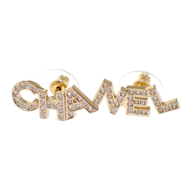 シャネル CHANEL アルファベット ロゴ A21V刻印 AB4766 ピアス メタル クリスタル ゴールド レディース【中古】【Aランク】