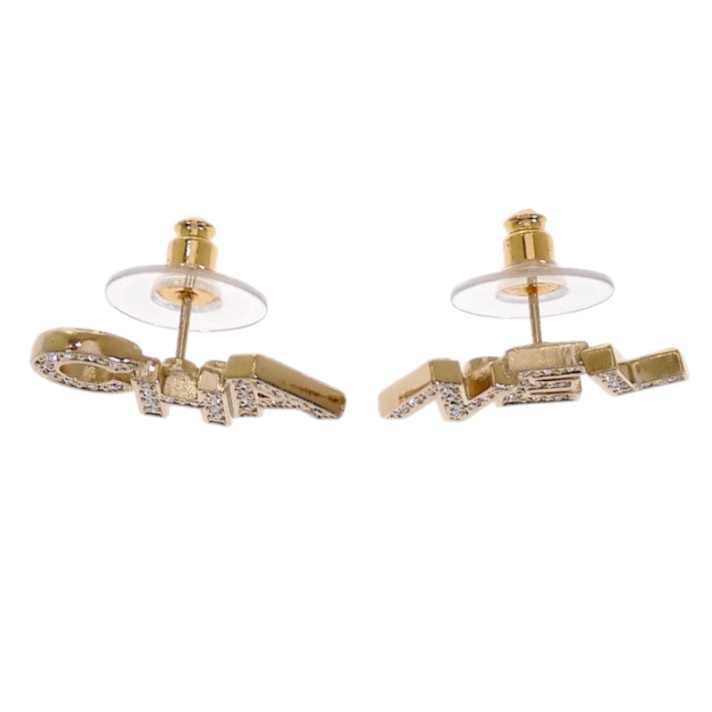 シャネル CHANEL アルファベット ロゴ A21V刻印 AB4766 ピアス メタル クリスタル ゴールド レディース【中古】【Aランク】