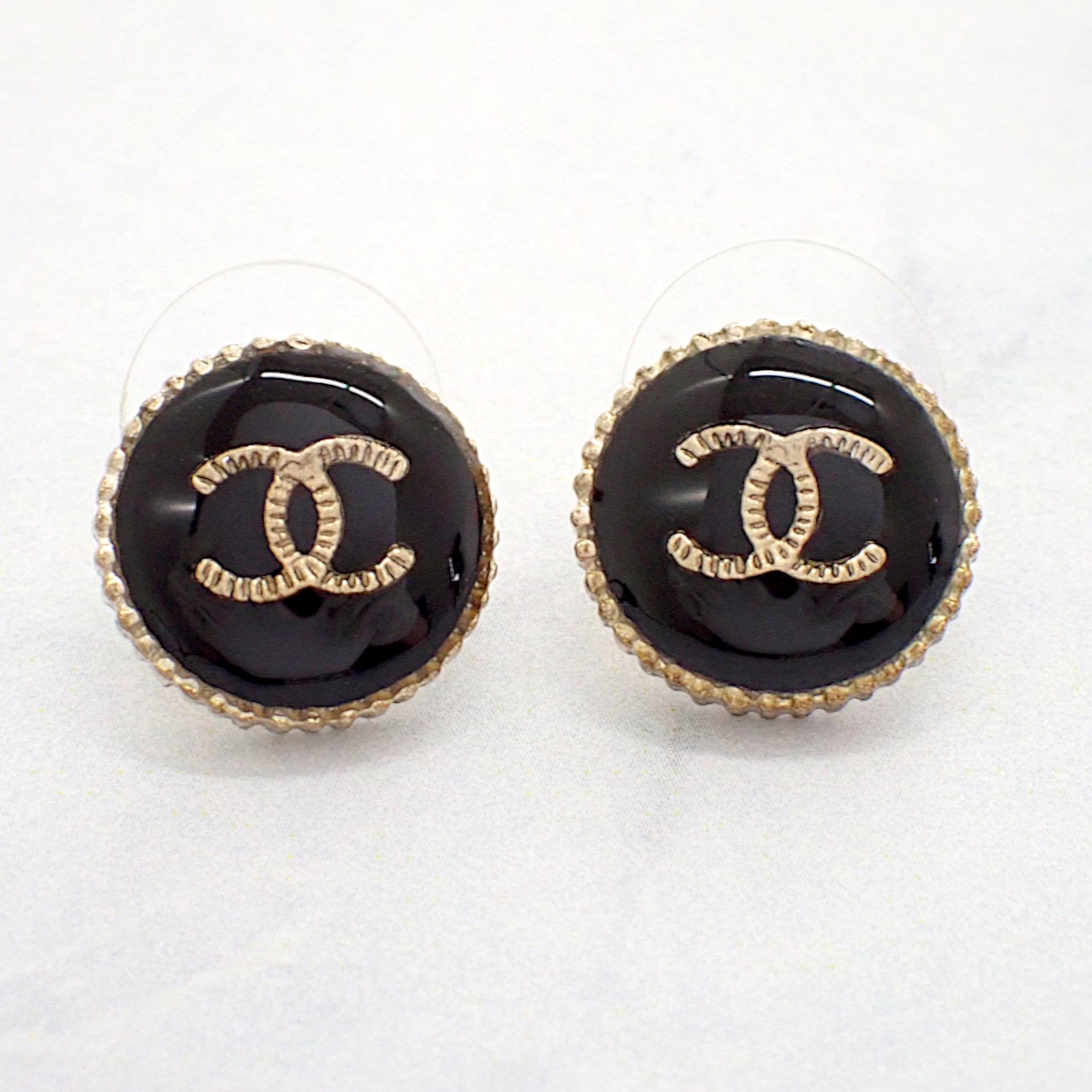 シャネル CHANEL ココマーク A95896 ピアス メタル ブラック ゴールド レディース【中古】【ABランク】