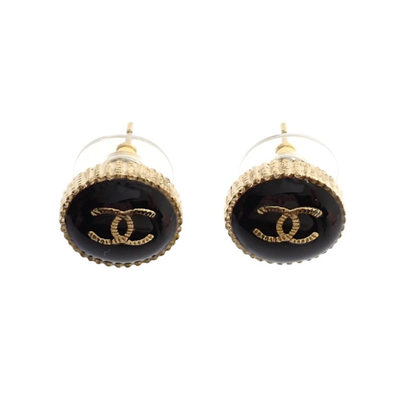 シャネル CHANEL ココマーク A95896 ピアス メタル ブラック ゴールド レディース【中古】【ABランク】