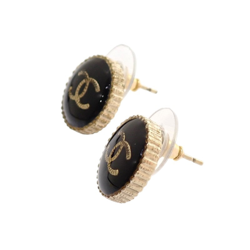 シャネル CHANEL ココマーク A95896 ピアス メタル ブラック ゴールド レディース【中古】【ABランク】