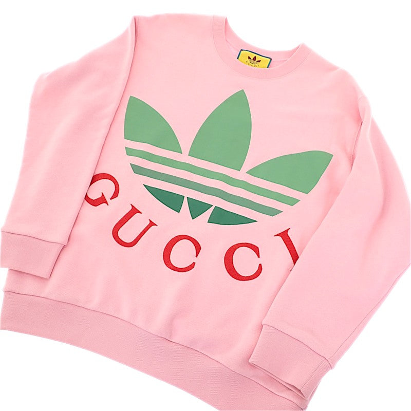 グッチ GUCCI GUCCI × adidas コットンジャージー スウェット S 721361 スウェット コットン ピンク メンズ ユニセックス【中古】【Aランク】
