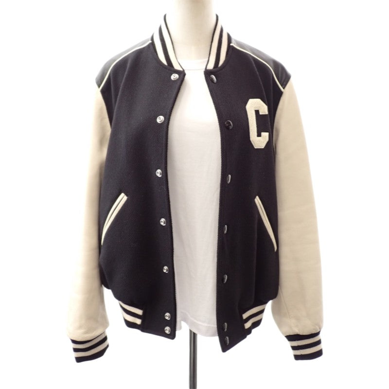 セリーヌ CELINE クラシック ウール テディジャケット M 2V56D896C.38NO スタジャン ウール ラムスキン ブラック メンズ【中古】【ABランク】