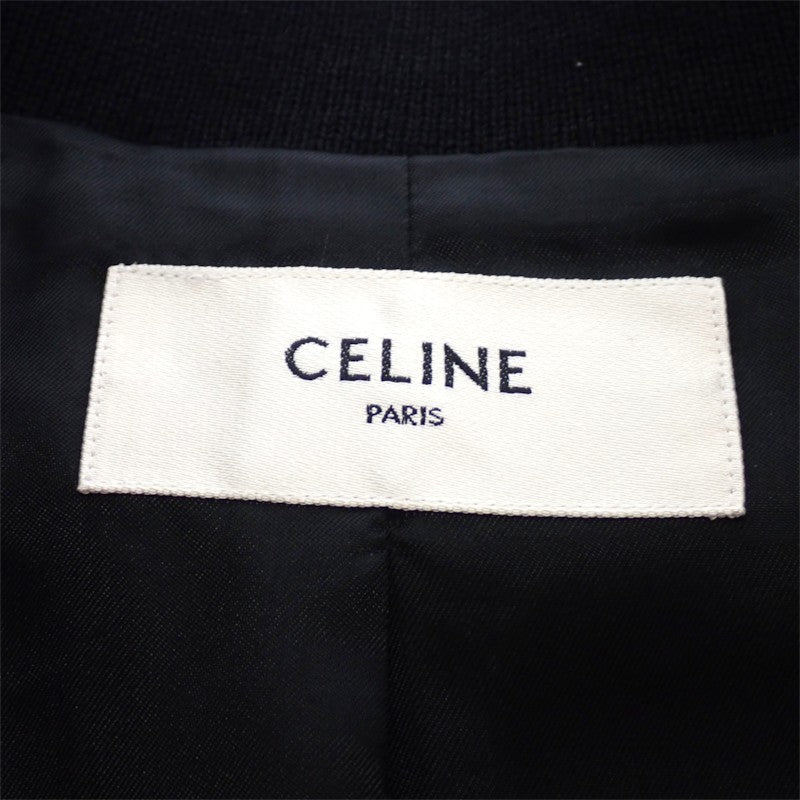 セリーヌ CELINE クラシック ウール テディジャケット M 2V56D896C.38NO スタジャン ウール ラムスキン ブラック メンズ【中古】【ABランク】