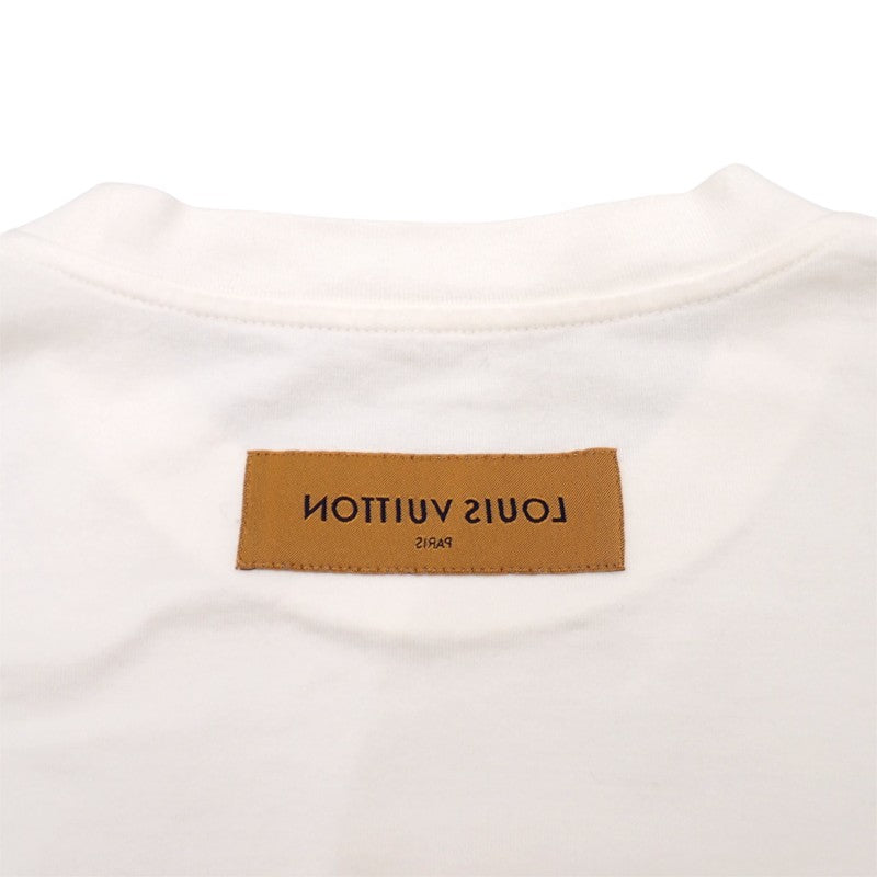 ルイヴィトン LOUIS VUITTON エンボスLV L 1AA5E0 半袖Ｔシャツ コットン ホワイト ブロンオプティーク メンズ【中古】【Aランク】