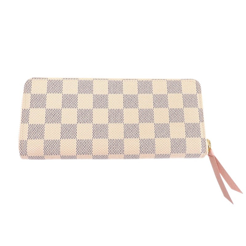 ルイヴィトン LOUIS VUITTON ポルトフォイユ・クレマンス N61264 長財布 ダミエアズールキャンバス ホワイト ゴールド金具 レディース【中古】【Sランク】
