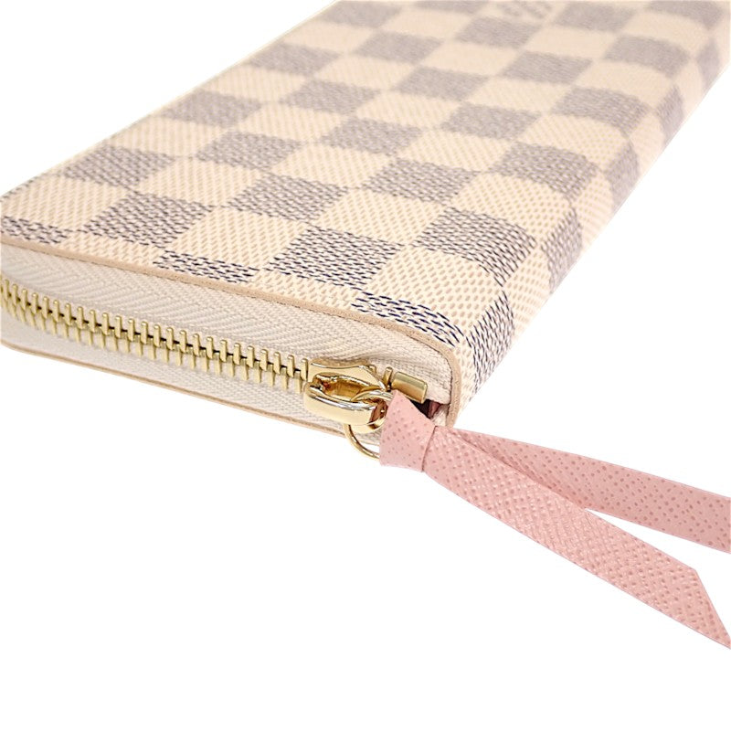 ルイヴィトン LOUIS VUITTON ポルトフォイユ・クレマンス N61264 長財布 ダミエアズールキャンバス ホワイト ゴールド金具 レディース【中古】【Sランク】