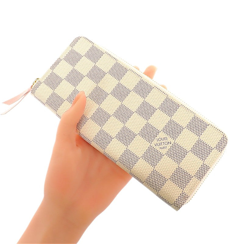 ルイヴィトン LOUIS VUITTON ポルトフォイユ・クレマンス N61264 長財布 ダミエアズールキャンバス ホワイト ゴールド金具 レディース【中古】【Sランク】