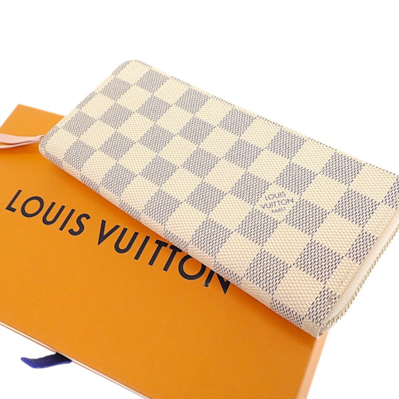 ルイヴィトン LOUIS VUITTON ポルトフォイユ・クレマンス N61264 長財布 ダミエアズールキャンバス ホワイト ゴールド金具 レディース【中古】【Sランク】