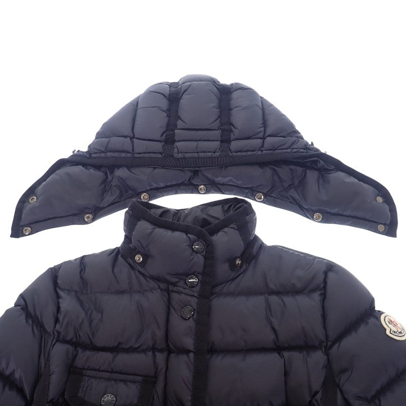モンクレール MONCLER HERMINE エルミンヌ ロングダウンコート 0 E20934930005 53048 ダウンジャケット ナイロン ダウン90%/フェザー10％ ネイビー レディース【中古】【ABランク】