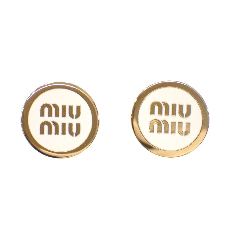 ミュウミュウ MIUMIU エナメル 5JO912_2F6T ピアス メタル ホワイト ゴールド レディース【中古】【Aランク】