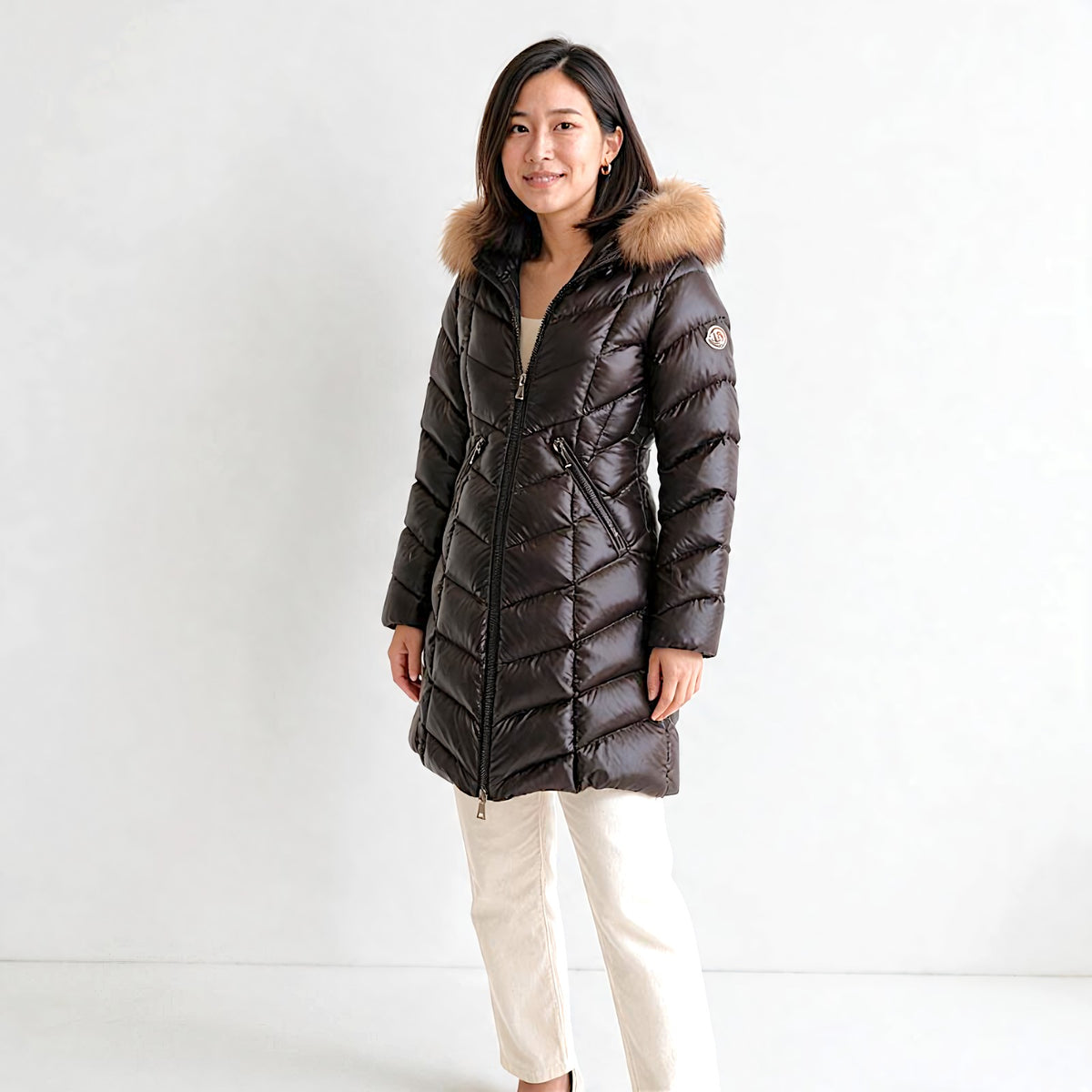 モンクレール MONCLER FULMARUS ロング I20931C00038_C0065 ダウンジャケット ナイロン フォックスファー ブラック 00 レディース【中古】【Aランク】