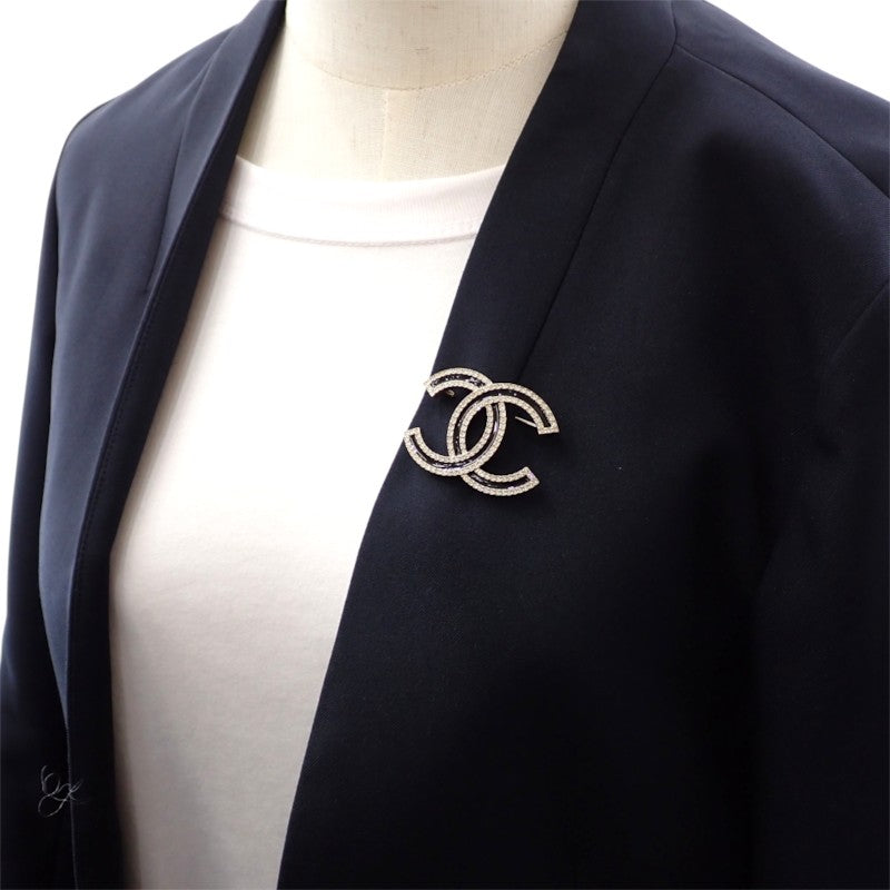 シャネル CHANEL ココマーク C23K ブローチ メタル クリスタル ゴールド ブラック レディース【中古】【Aランク】