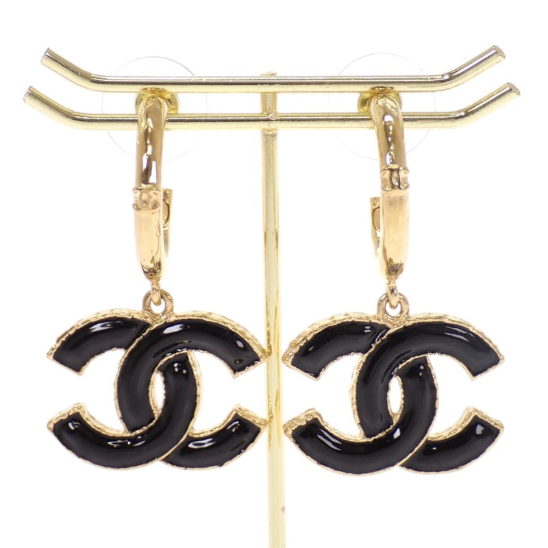 シャネル CHANEL CCフープ ピアス メタル ブラック ゴールド ゴールド金具 レディース【中古】【Aランク】