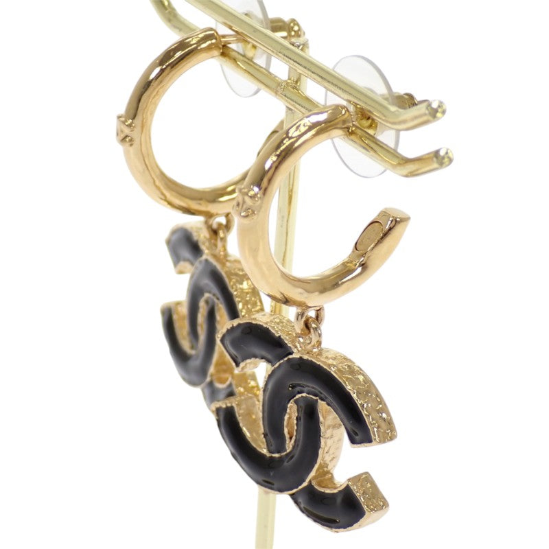 シャネル CHANEL CCフープ ピアス メタル ブラック ゴールド ゴールド金具 レディース【中古】【Aランク】
