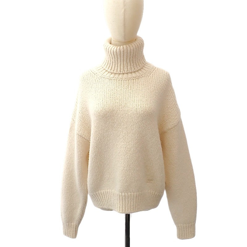 セリーヌ CELINE トリオンフ タートルネックセーター XS 2A89S234P セーター ウール オフホワイト レディース【中古】【ABランク】