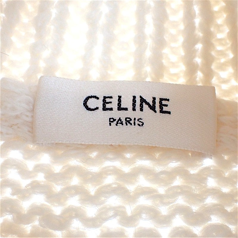 セリーヌ CELINE トリオンフ タートルネックセーター XS 2A89S234P セーター ウール オフホワイト レディース【中古】【ABランク】