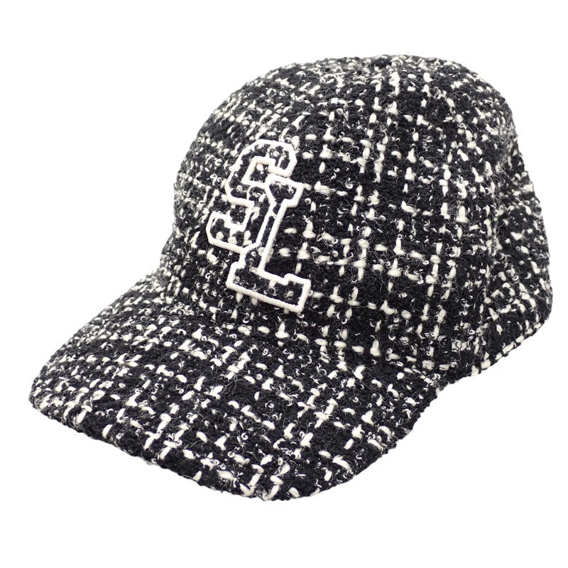 サンローラン SAINT LAURENT ツイードベースボール 676435_3YH99 キャップ ウール ブラック レディース【中古】【ABランク】