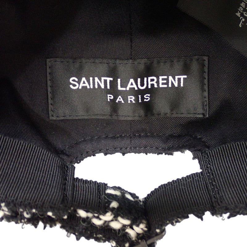 サンローラン SAINT LAURENT ツイードベースボール 676435_3YH99 キャップ ウール ブラック レディース【中古】【ABランク】