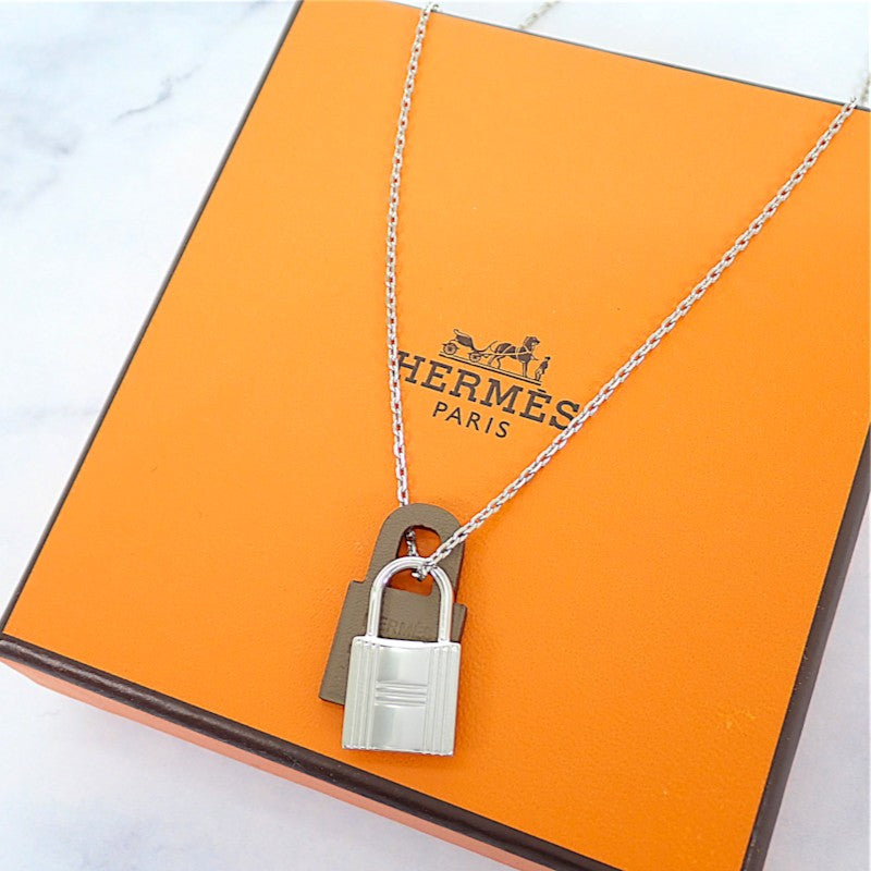 エルメス HERMES オーケリーPM ネックレス ヴォースイフト メタル シルバー エトゥープ レディース メンズ【中古】【SAランク】