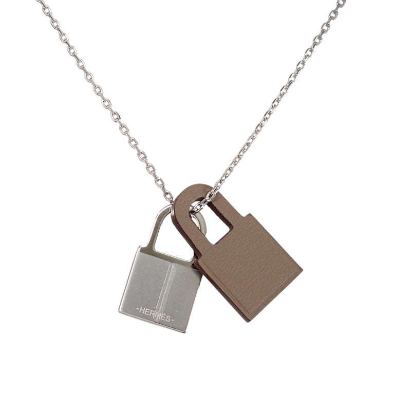 エルメス HERMES オーケリーPM ネックレス ヴォースイフト メタル シルバー エトゥープ レディース メンズ【中古】【SAランク】