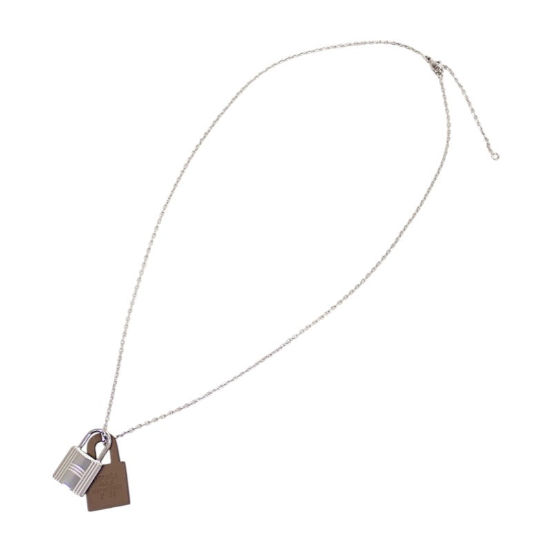 エルメス HERMES オーケリーPM ネックレス ヴォースイフト メタル シルバー エトゥープ レディース メンズ【中古】【SAランク】