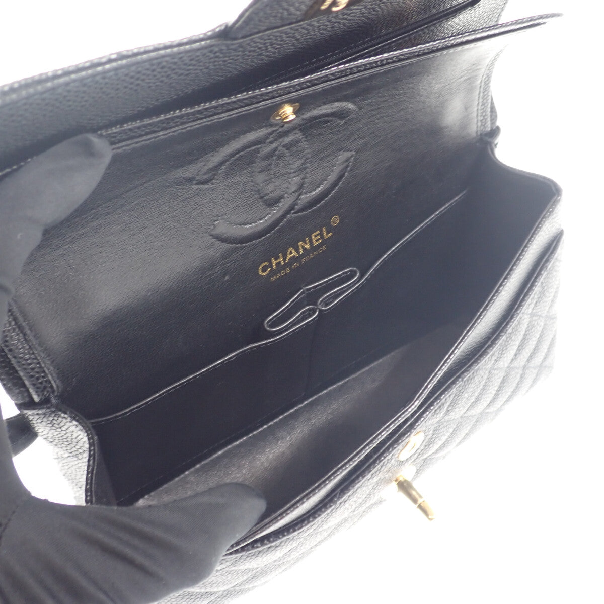 シャネル CHANEL クラシック スモール A01113 ショルダーバッグ キャビアスキン ブラック ゴールド金具 レディース【中古】【ABランク】