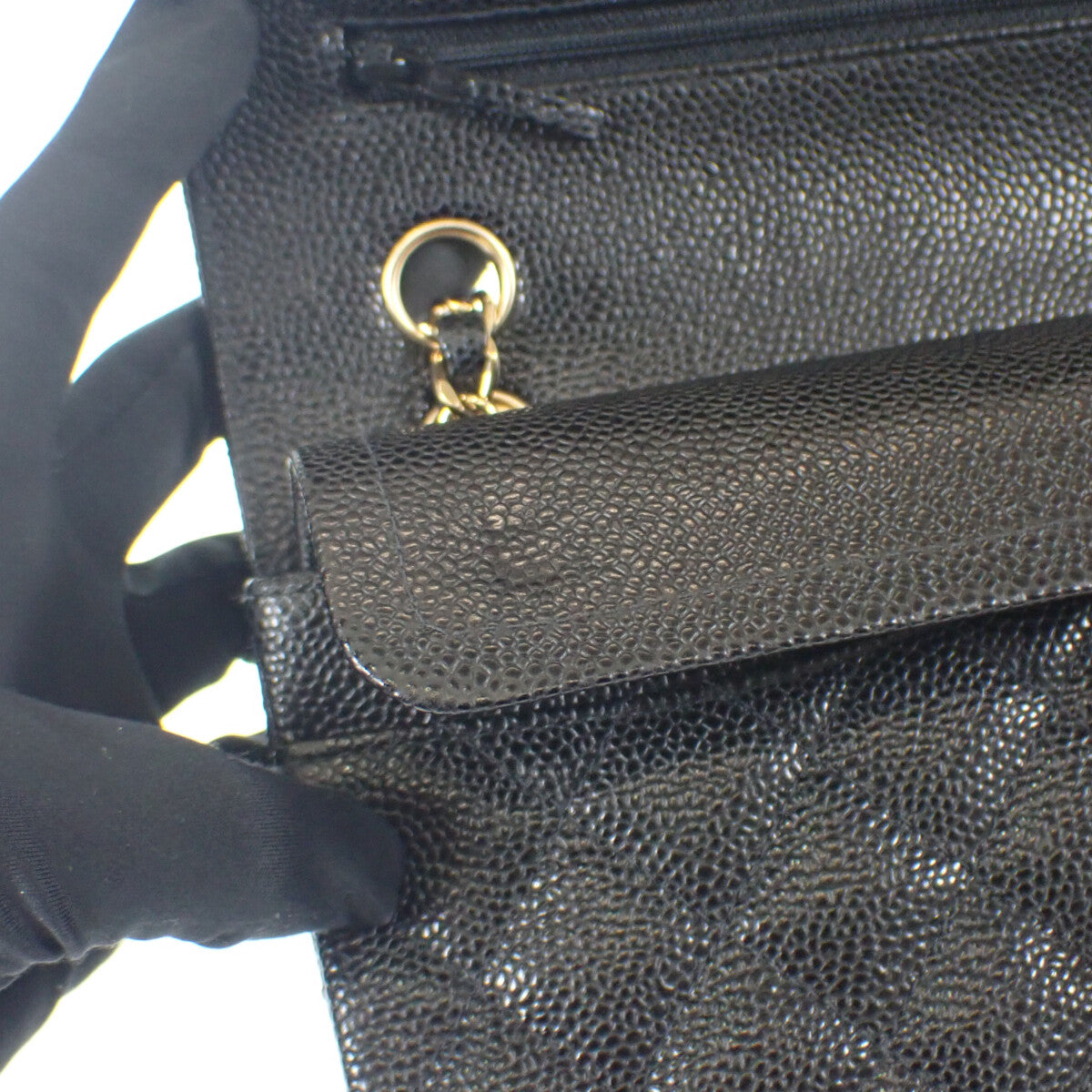 シャネル CHANEL クラシック スモール A01113 ショルダーバッグ キャビアスキン ブラック ゴールド金具 レディース【中古】【ABランク】