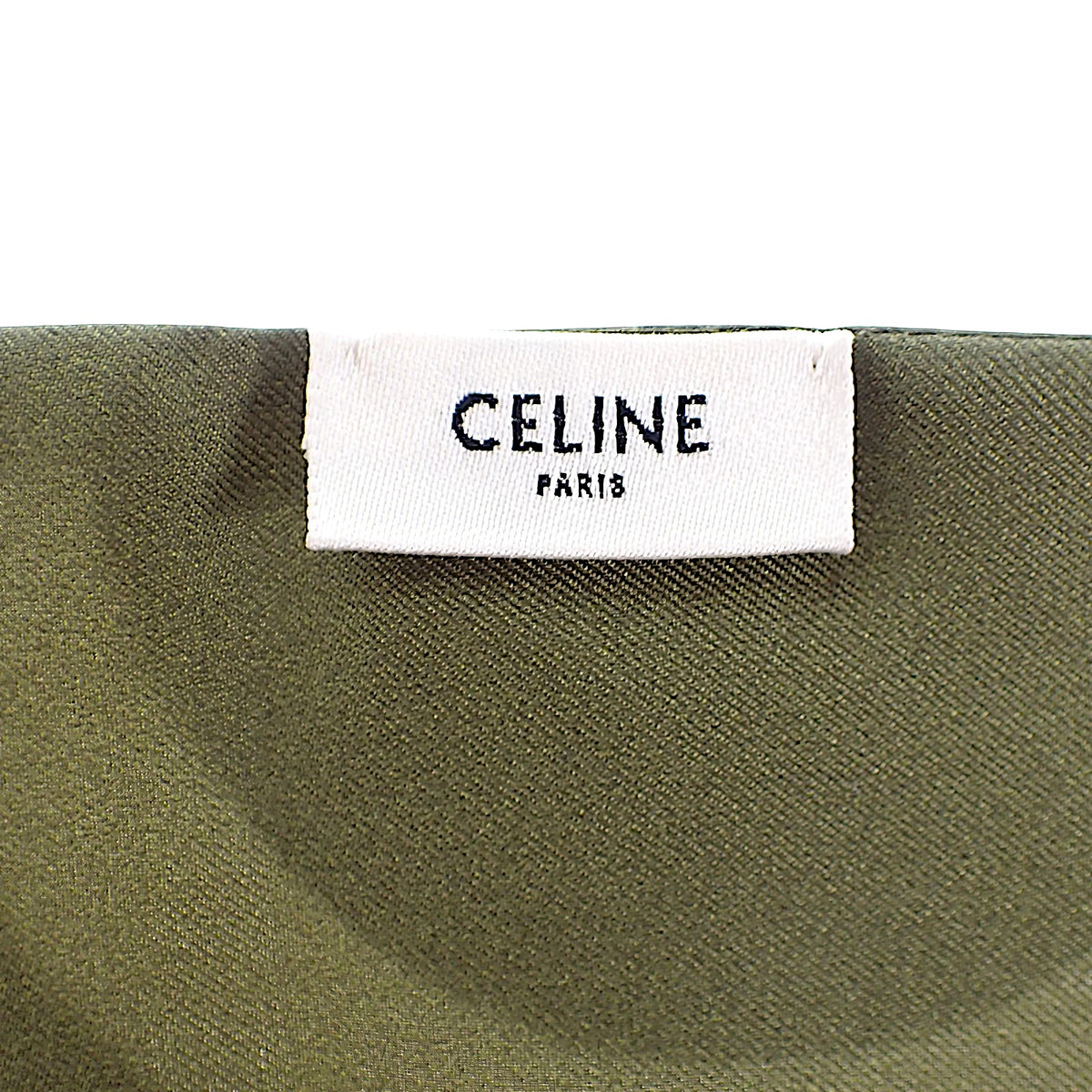 セリーヌ CELINE ラヴァリエール AA0A62W99.GJU3 スカーフ シルク カーキ ネイビー レディース【中古】【Aランク】