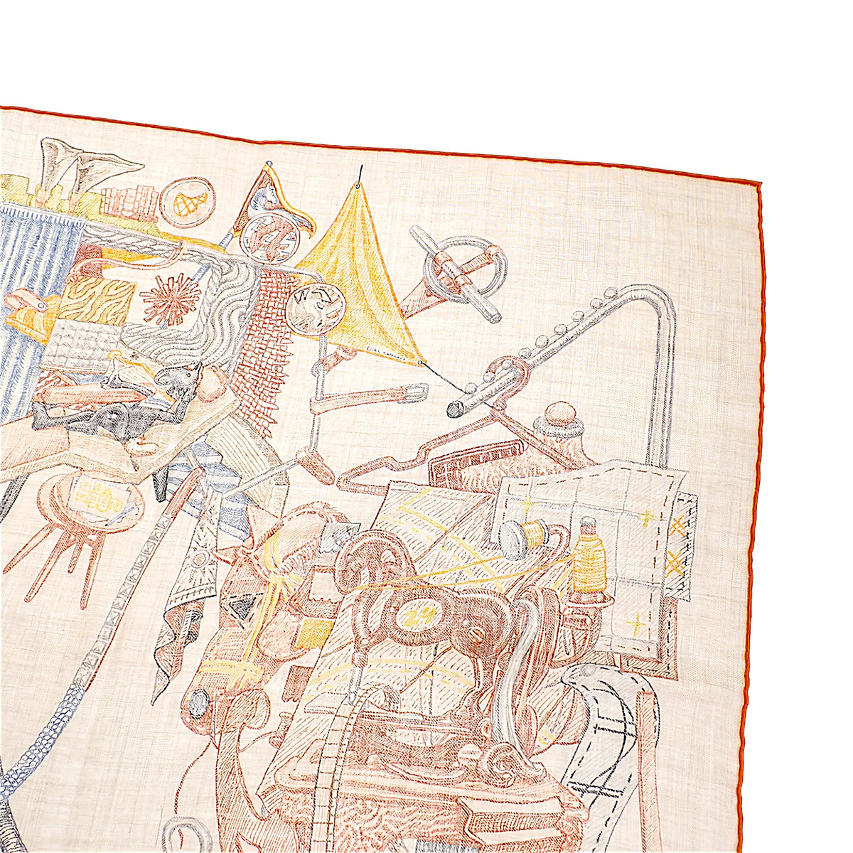 エルメス HERMES カレジェアン 大判ストール エルメスの世界 H244230S 11 スカーフ カシミヤ シルク ホワイト レディース【中古】【Aランク】