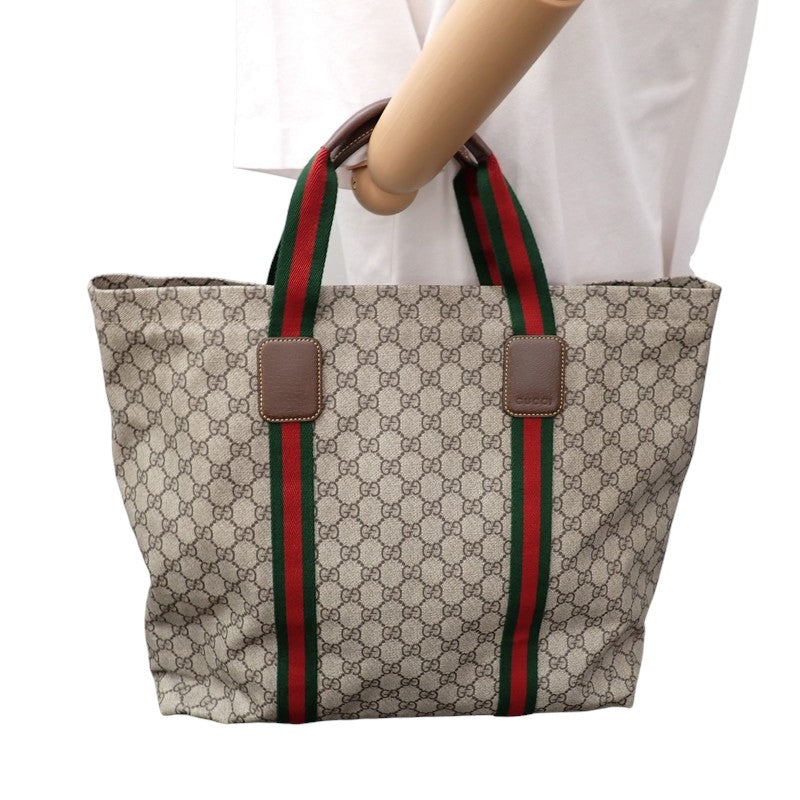 グッチ GUCCI テンダーミディアム 763287 トートバッグ ポリウレタン ベージュ シルバー金具 メンズ レディース【中古】【Aランク】