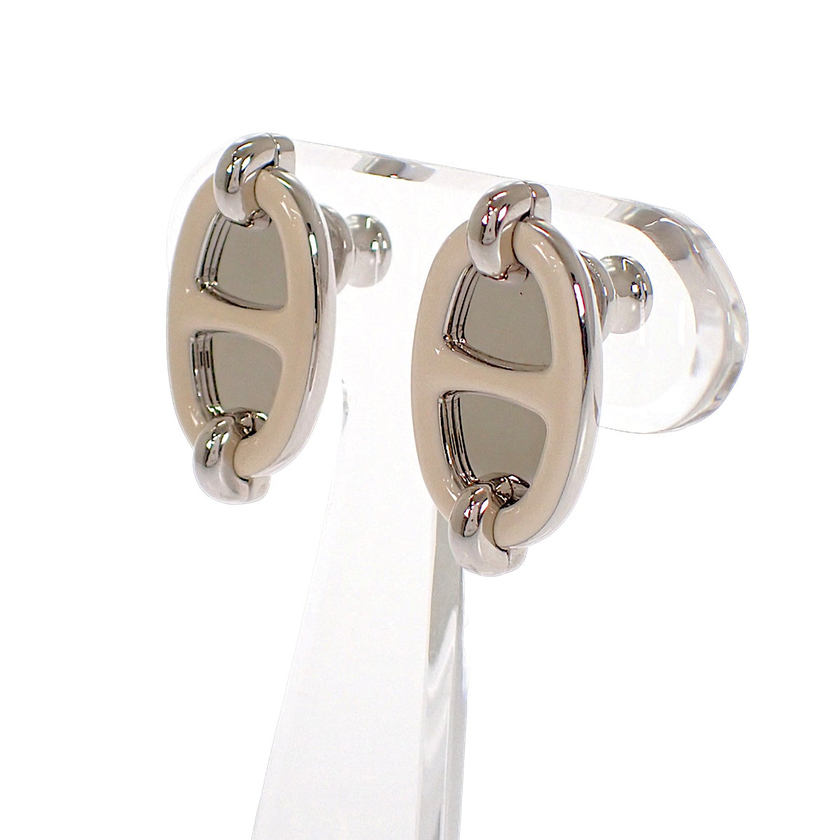エルメス HERMES ミニ マイヨン H100052FP55 ピアス メタル クレーム シルバー レディース【中古】【Aランク】