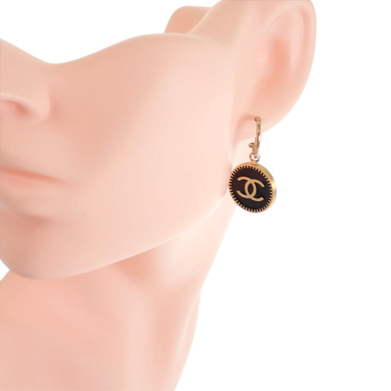 シャネル CHANEL CC フープ ピアス メタル ゴールド ブラック