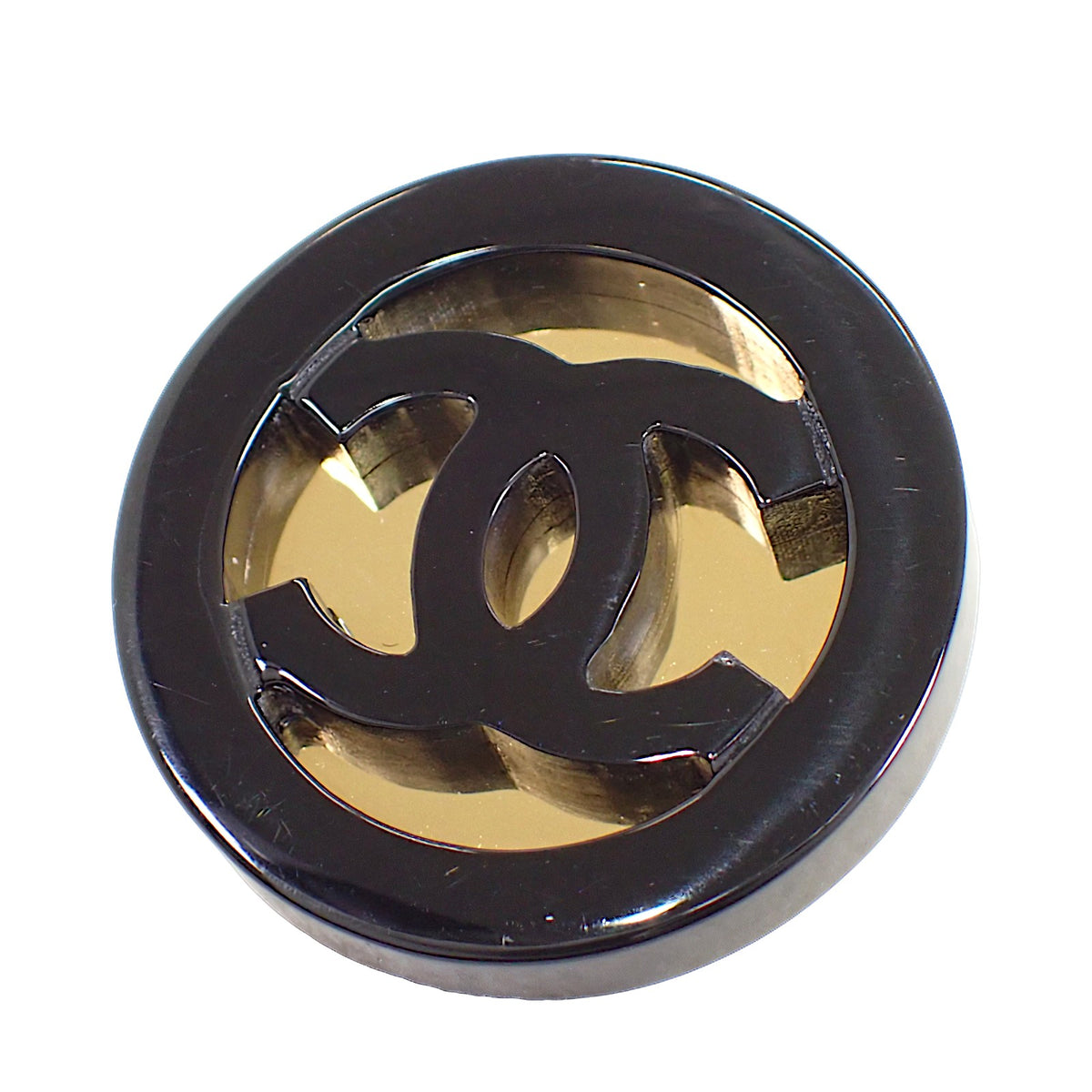 シャネル CHANEL CC ラウンド ABD681 ピアス GP ブラック ゴールド レディース【中古】【ABランク】