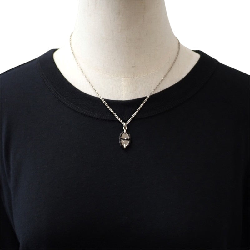 エルメス HERMES ミニ マイヨン ペンダント PM H100053FP03 ネックレス メタル ブラック シルバリー レディース メンズ【中古】【ABランク】