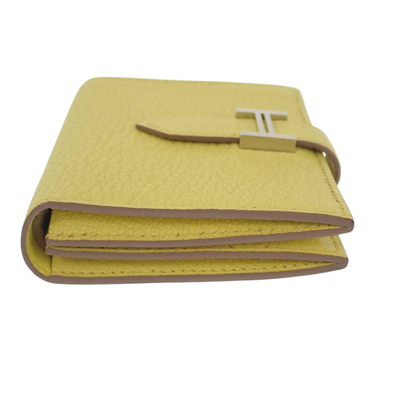 エルメス HERMES ベアン カードケース シェーブル イエロー シルバー金具 レディース【中古】【Aランク】