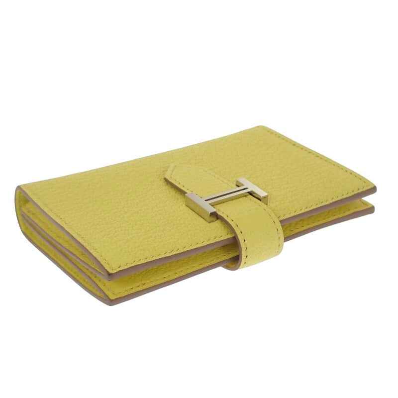 エルメス HERMES カードケース ベアン シルバー金具 名刺入れ黄色 グレー エルメス HERMES ベアン カードケース シェーブル イエロー シルバー