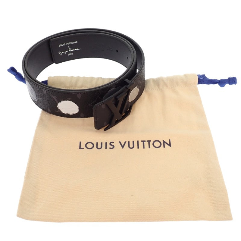ルイヴィトン LOUIS VUITTON サンチュール・LVイニシャル LV×YK 草間彌生 M0654T モノグラムエクリプス ベルト レザー ブラック ドット ブラック金具 メンズ【中古】【Aランク】