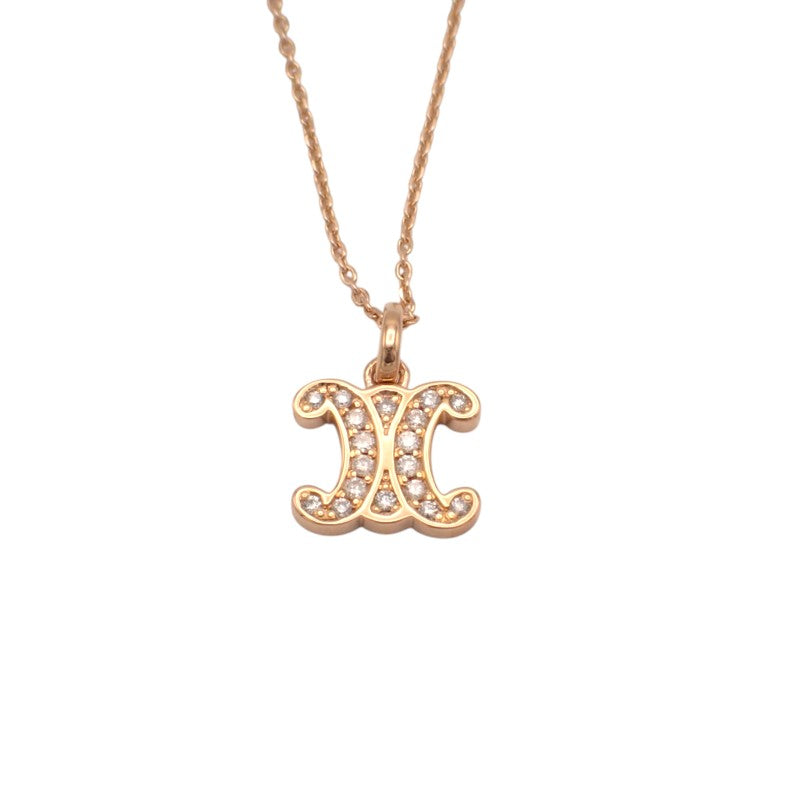 セリーヌ CELINE トリオンフ ネックレス K18ピンクゴールド ゴールド ダイヤモンド レディース【中古】【Aランク】