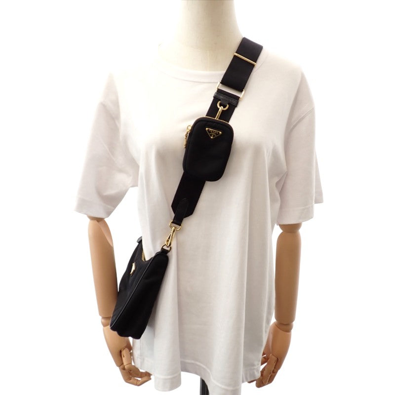 プラダ PRADA プラダ リナイロンバッグ 1BH204 R064 F0632 V V9L 2WAYバッグ 2WAYバッグ ナイロン ブラック ゴールド金具 レディース【中古】【ABランク】