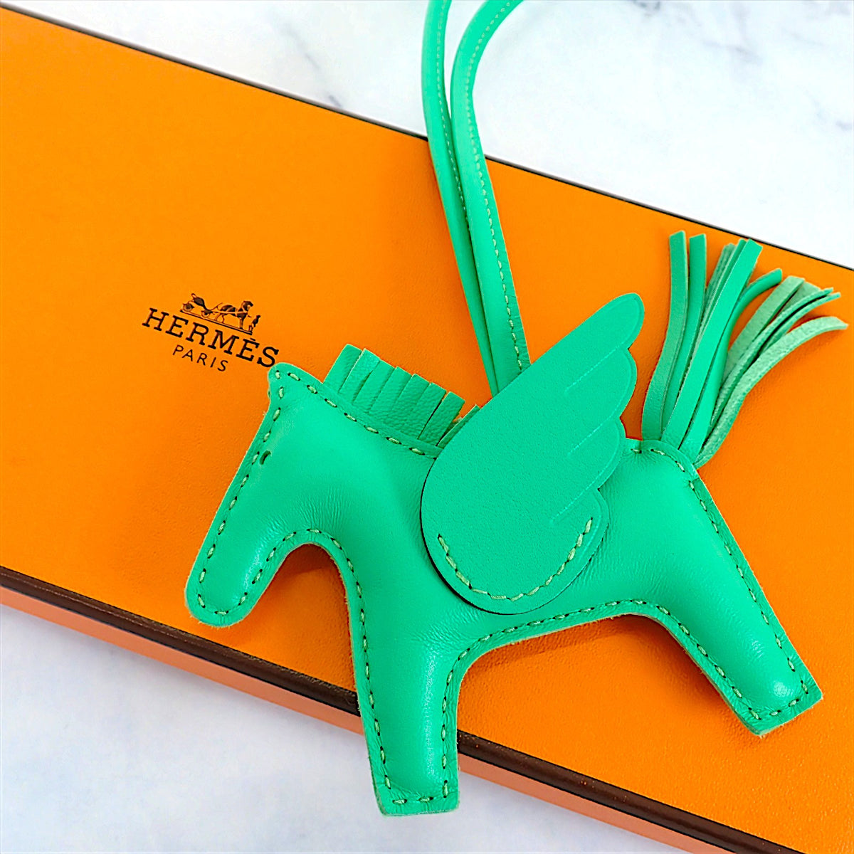 エルメス HERMES ロデオチャーム ペガサス PM K刻印 バッグチャーム スイフト ヴェールコミック グリーン レディース メンズ【中古】【Aランク】
