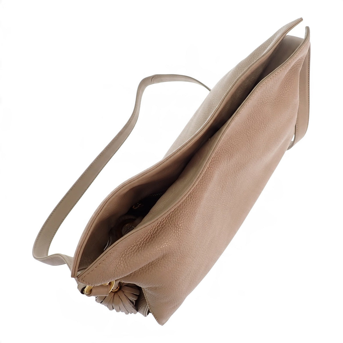 ロエベ LOEWE フラメンコ 30 380.34DH38 ショルダーバッグ カーフ ベージュ ゴールド金具 レディース【中古】【ABランク】
