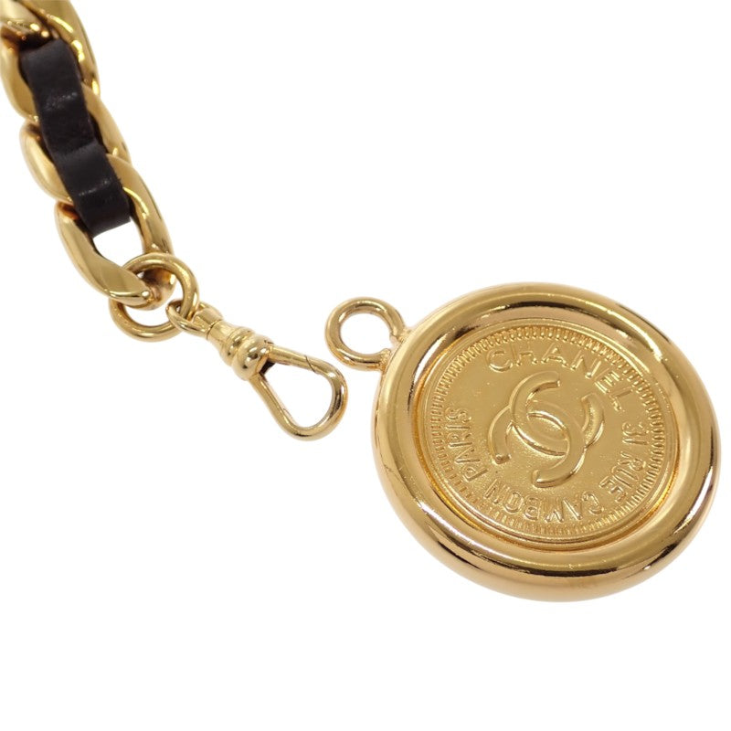 シャネル CHANEL ココマーク チェーン 94A 94A刻印 ベルト GP ゴールド ブラック レディース【中古】【Aランク】
