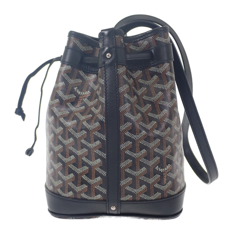 ゴヤール GOYARD プティフロ バケットバッグ ヘリンボーン PEFLOTPMLTY01CL01P ショルダーバッグ レザー コーティングキャンバス ブラック ブラウン レディース【中古】【Aランク】