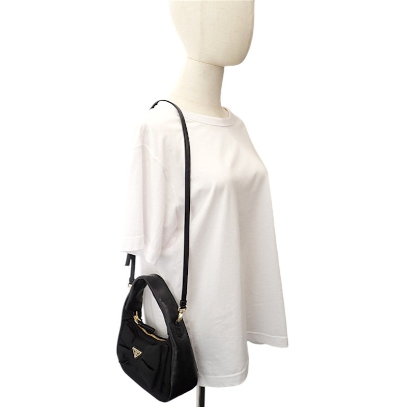 プラダ PRADA リボン ミニ 1BC241_RP0C_F0002_V_OXO 2WAYバッグ レザー ナイロン ブラック ゴールド金具 レディース【中古】【Aランク】