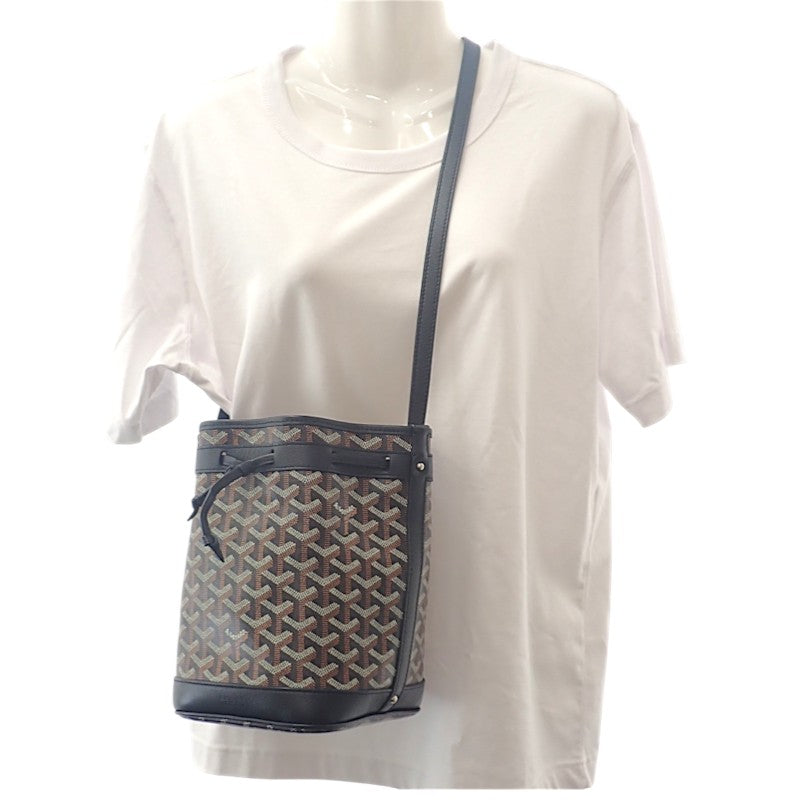 ゴヤール GOYARD プティフロ バケットバッグ ヘリンボーン PEFLOTPMLTY01CL01P ショルダーバッグ レザー コーティングキャンバス ブラック ブラウン レディース【中古】【Aランク】