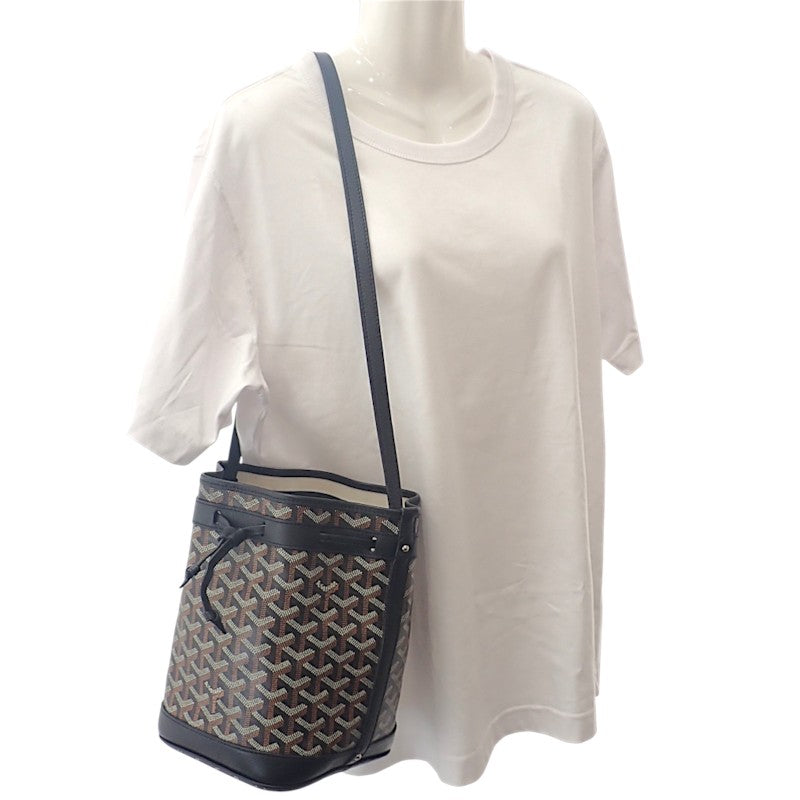 ゴヤール GOYARD プティフロ バケットバッグ ヘリンボーン PEFLOTPMLTY01CL01P ショルダーバッグ レザー コーティングキャンバス ブラック ブラウン レディース【中古】【Aランク】