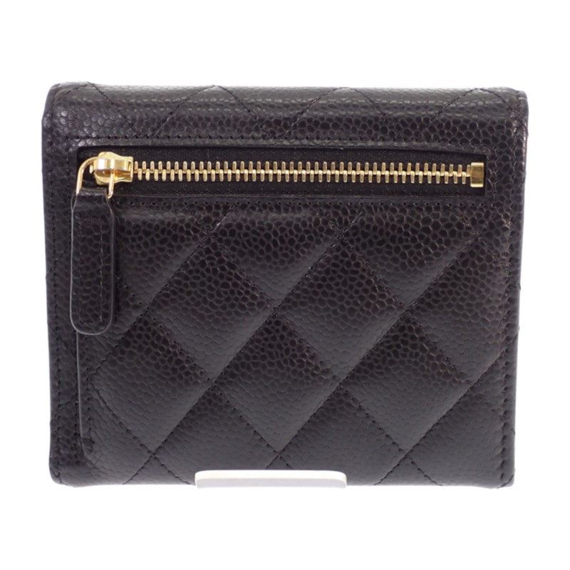 シャネル CHANEL クラシックスモール フラップウォレット AP0231_Y01864_C3906 三つ折り財布 キャビアスキン ブラック ゴールド金具 レディース【中古】【Aランク】